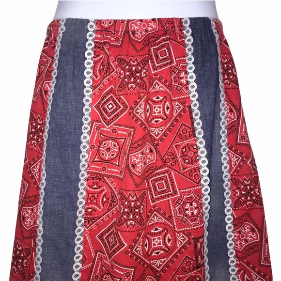 Vintage Reversible Western Denim Paisley Skirt M - Picture 2 of 12